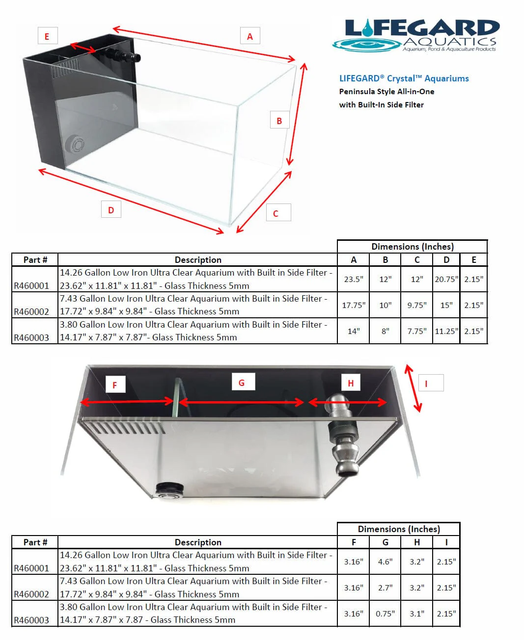 Lifegard Aquatics 14.26 gallon Crystal Rimless Aquarium
