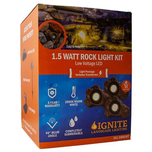 Anjon 3 LED Rock Light with Transformer & Photocell(MPN 3X1.5WRLKIT)