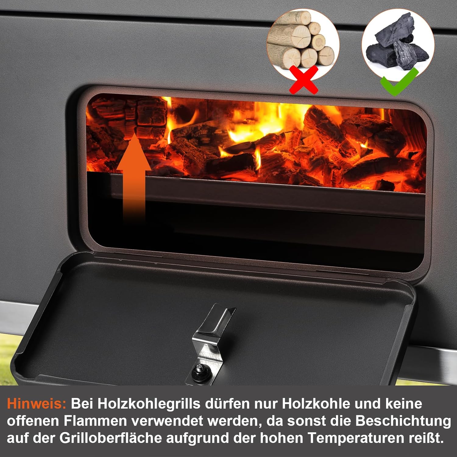 Barbecue Charbon de Bois XL, Chariot à Barbecue, Grill XL à Charbon avec Couvercle, Roues et Thermomètre, Réglable en Hauteur, Grand Barbecue au Charbon de Bois, pour Camping et Jardin, Noir