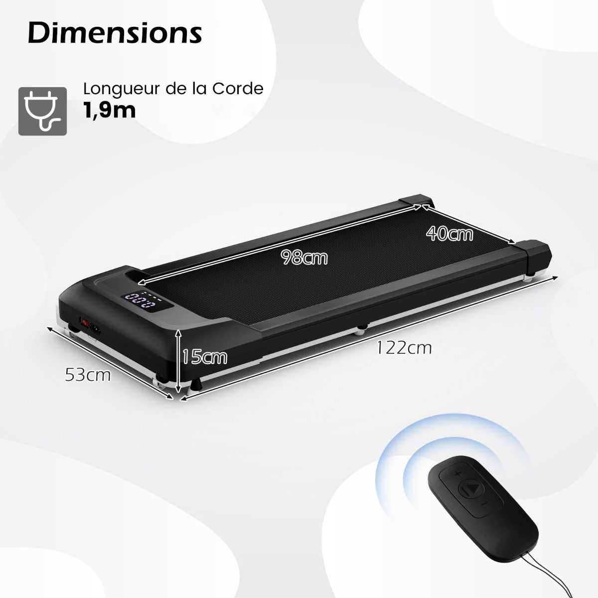 Tapis de Course Mince Tapis de Jogging avec Capacité de 120 Kg Télécommande et Écran Led Inclinable à Roulettes Tapis de Course à Glisser Gris/Noir/Rose