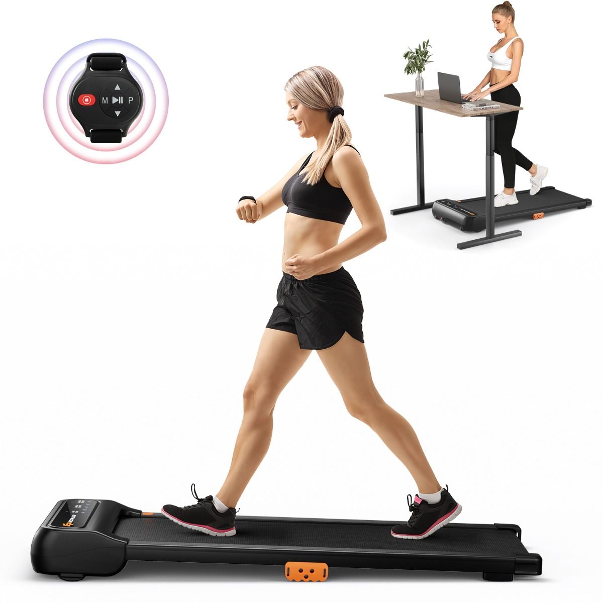 Tapis de Course et de Marche avec 12 Programmes Prédéfinis Télécommande et Écran Tactile Led Machine de Jogging et de Marche Capacité 120 Kg Noir