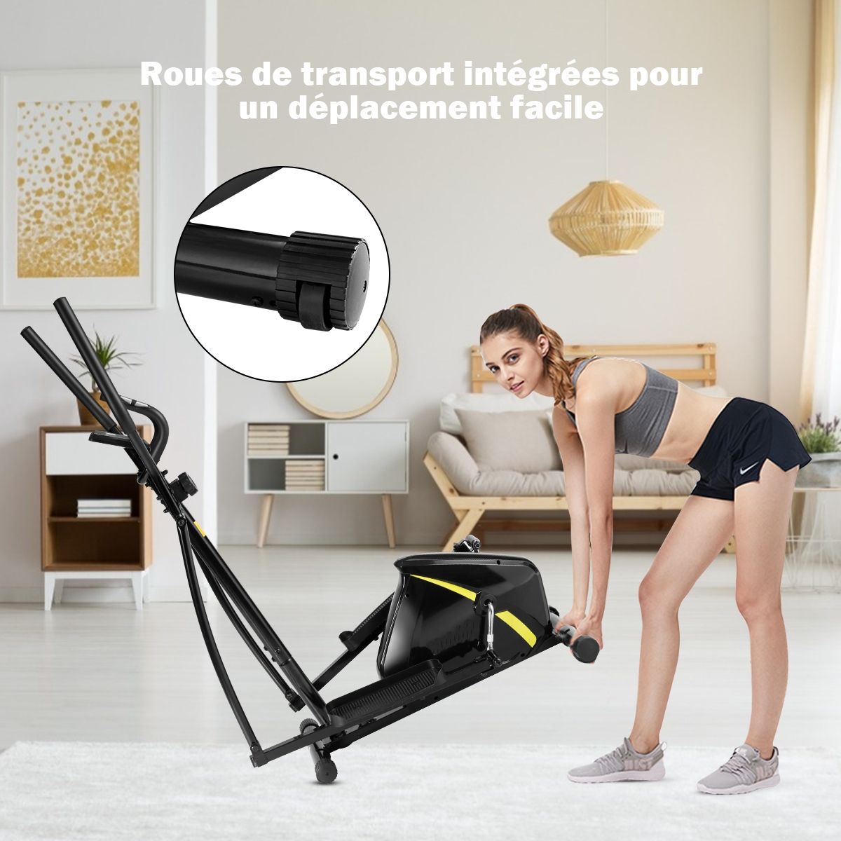 Vélo Elliptique avec 8 Niveaux de Résistance-Masse d'Inertie 2 kg Pouls à la Main Affichage LCD