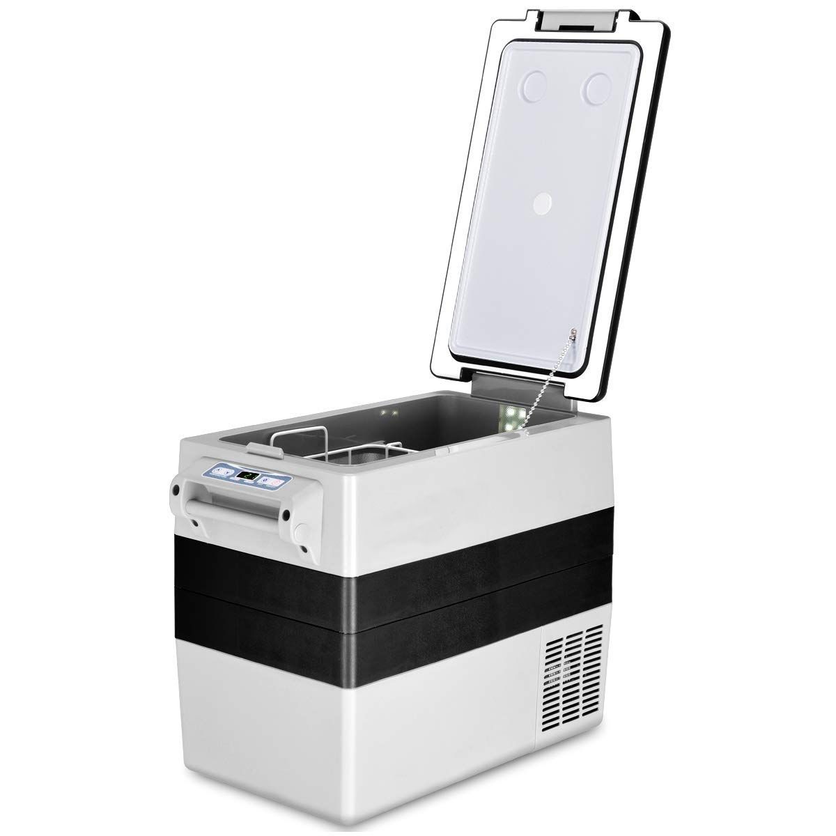 Réfrigérateur 52l de Voiture -20℃/+10℃ Mini Réfrigérateur Portable Ecran Lcd Adaptateur 69x34,5x52,5cm Noir+Gris