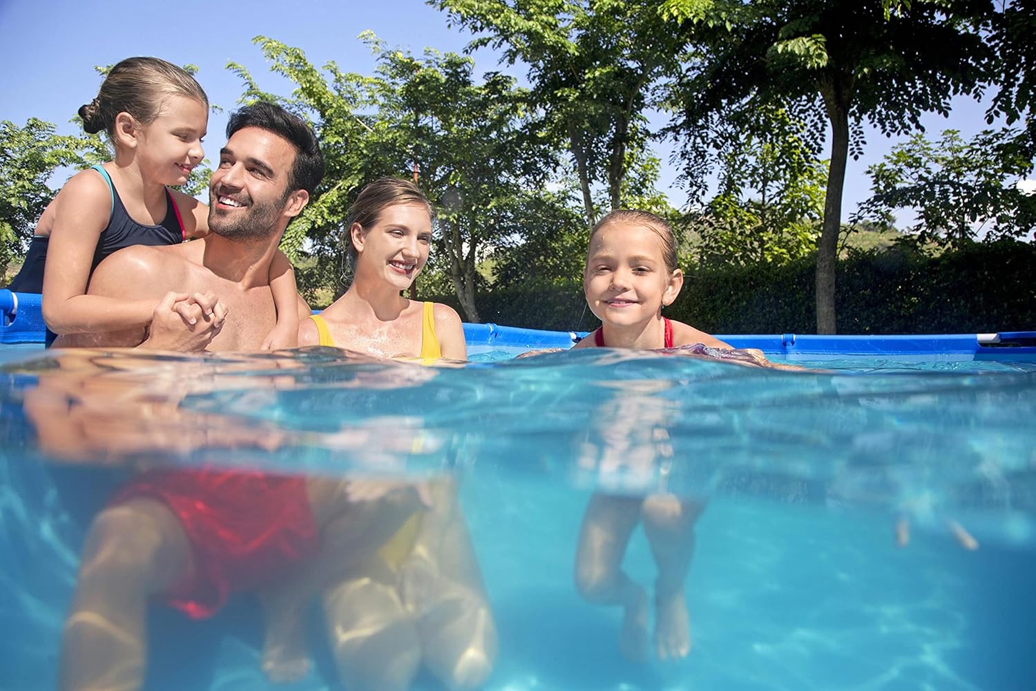 Bestway Steel Pro Frame Piscine carrée sans pompe en acier Bleu 400 x 211 x 81 cm bleu 56405