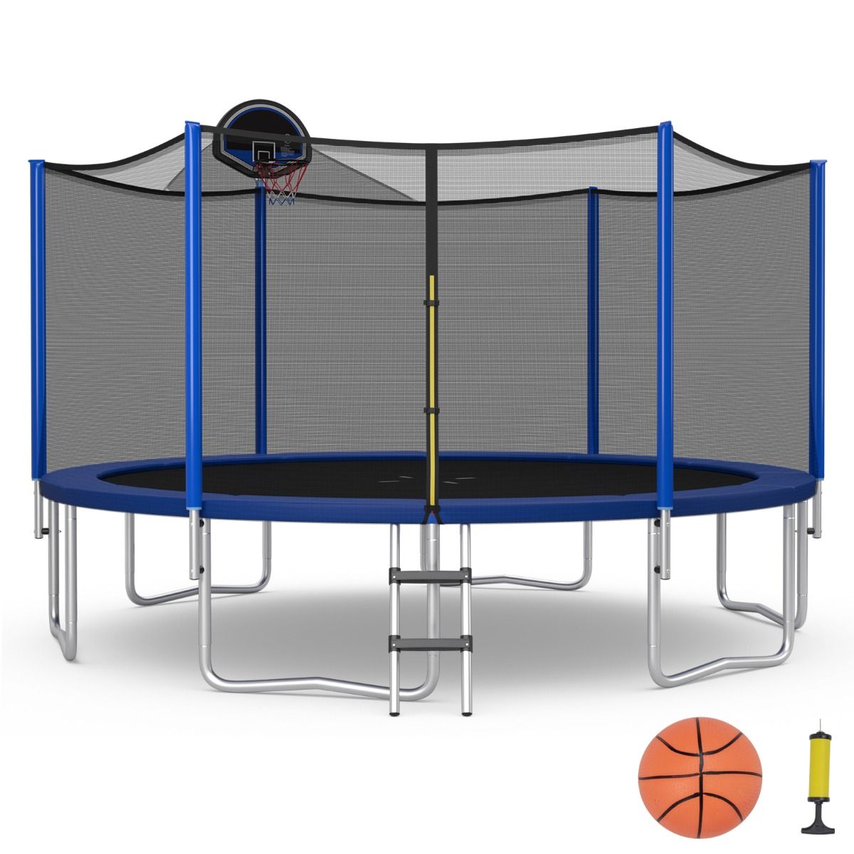 Trampoline d'Extérieur Ø366 cm Trampoline avec Panier de Basket Filet de Protection Trampoline pour Enfants et Adultes