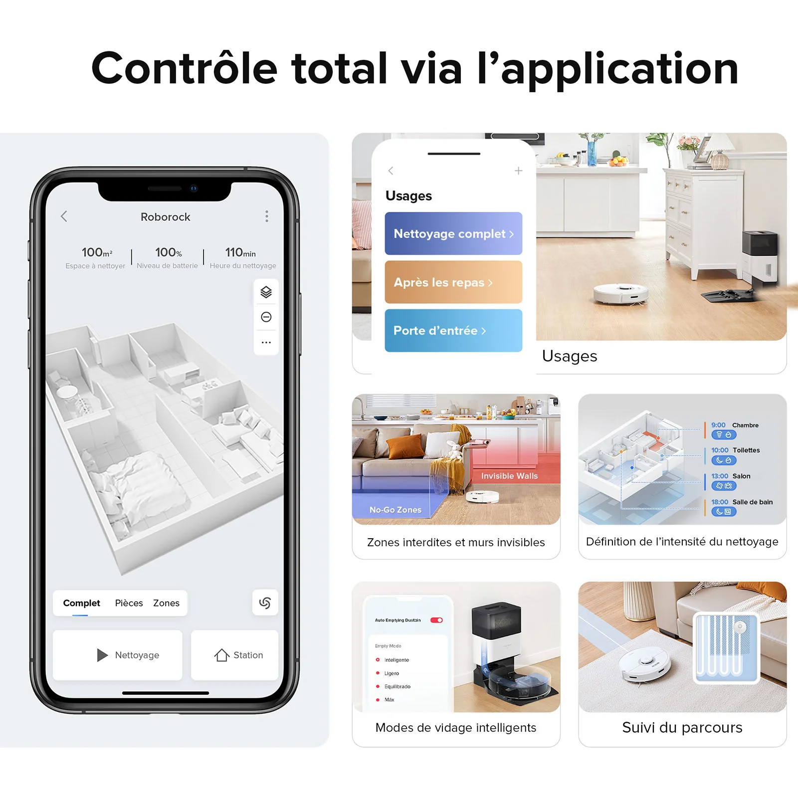 Roborock Q7 Max+ robot aspirateur avec station de vidage automatique