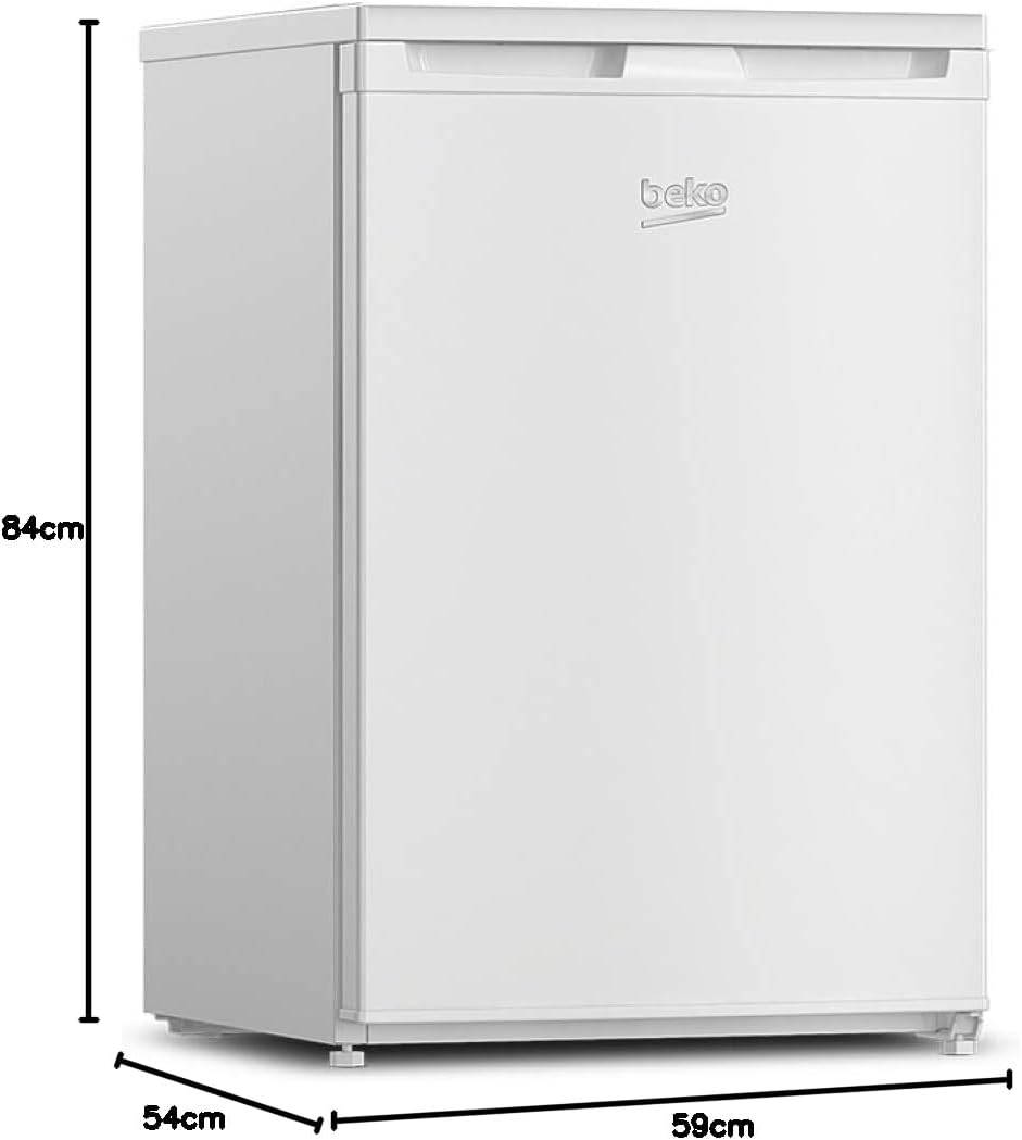Beko TSE1284N Réfrigérateur table top - Volume total 114L : 101L (Réfrigération) + 13L (Congélation), Compartiment congélation 4 étoiles, MinFrost, Charnière de porte réversible, blanc