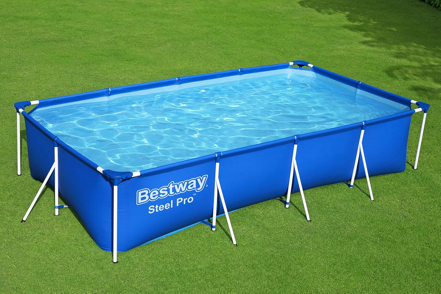 Bestway Steel Pro Frame Piscine carrée sans pompe en acier Bleu 400 x 211 x 81 cm bleu 56405