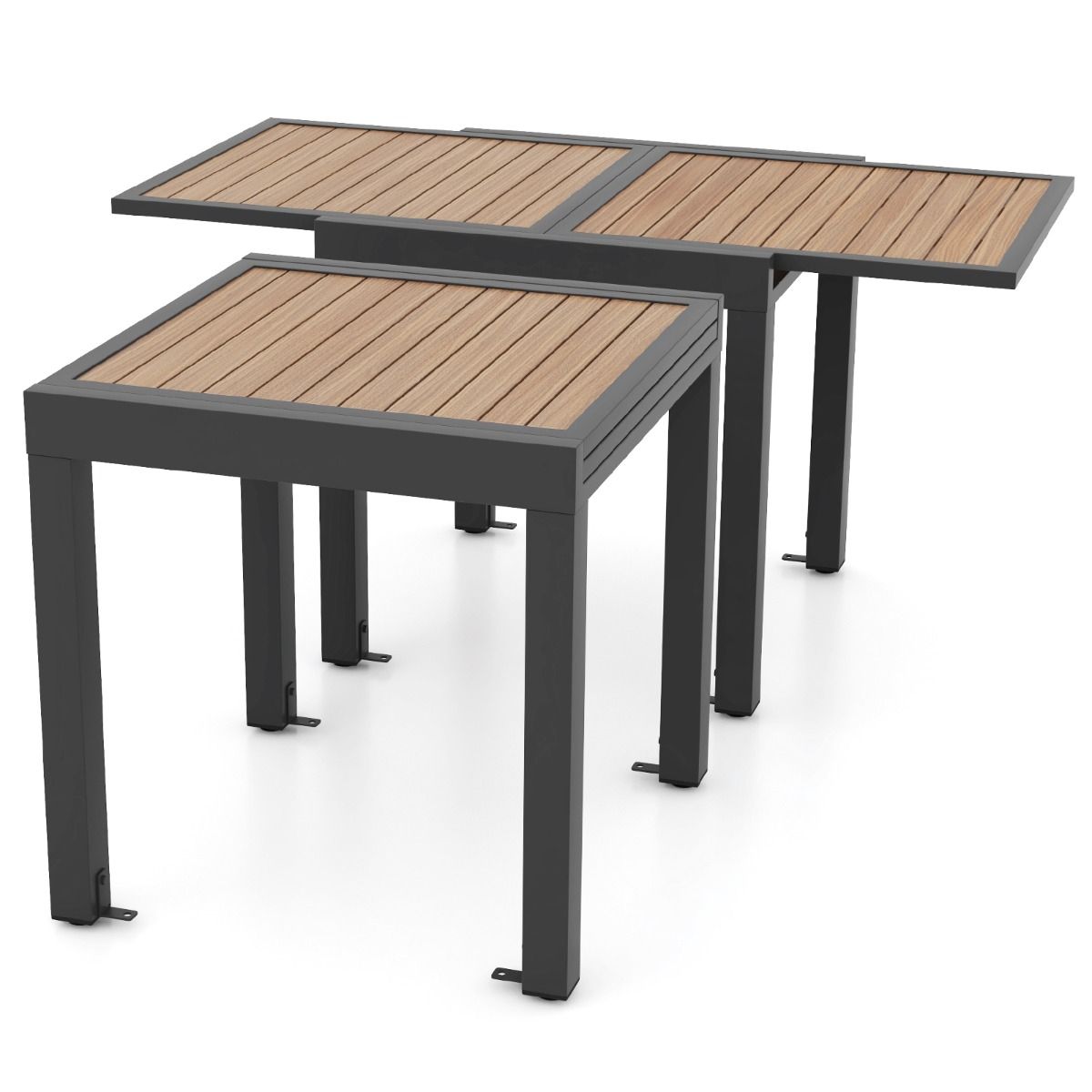 Table de Jardin Extensible en Aluminium Ajustable de 80 à 160 CM Table à Manger Extérieure Rectangulaire pour 4-6 Personnes Naturel