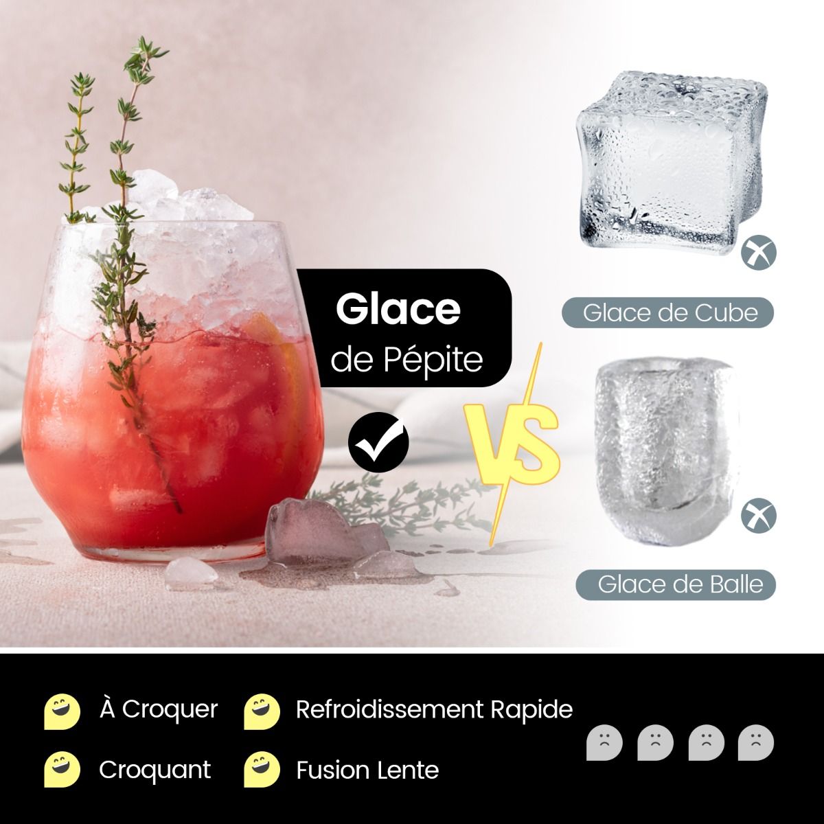 Machine à Glaçons 27kg/24h Machine à Pépites à Affichage LED de Comptoir avec Capteur Infrarouge et Autonettoyant Stockage de glace : 4 kg