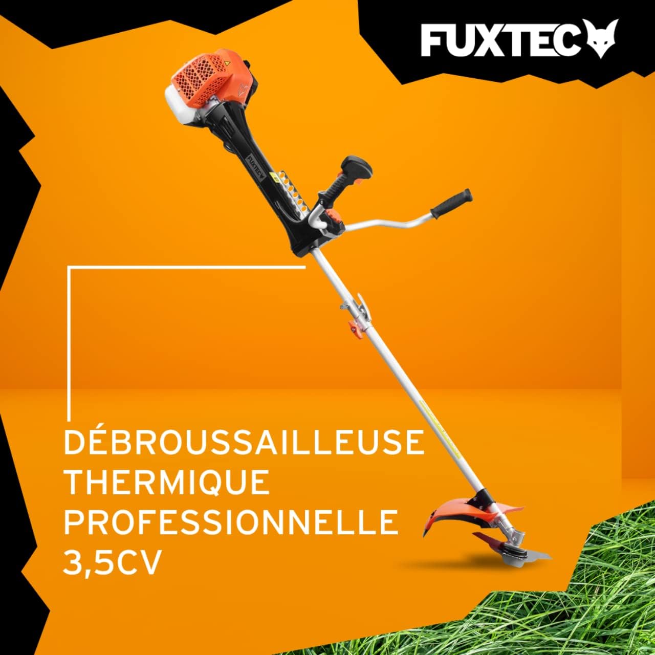 Fuxtec Débroussailleuse Thermique Professionnelle FX-PS152 52 cm3 3CV Système Anti Vibration - 2 en 1 Coupe-Bordure avec Tête de Coupe Double Fil et Lame 3 Dents Modèle Conçu pour Les Pros