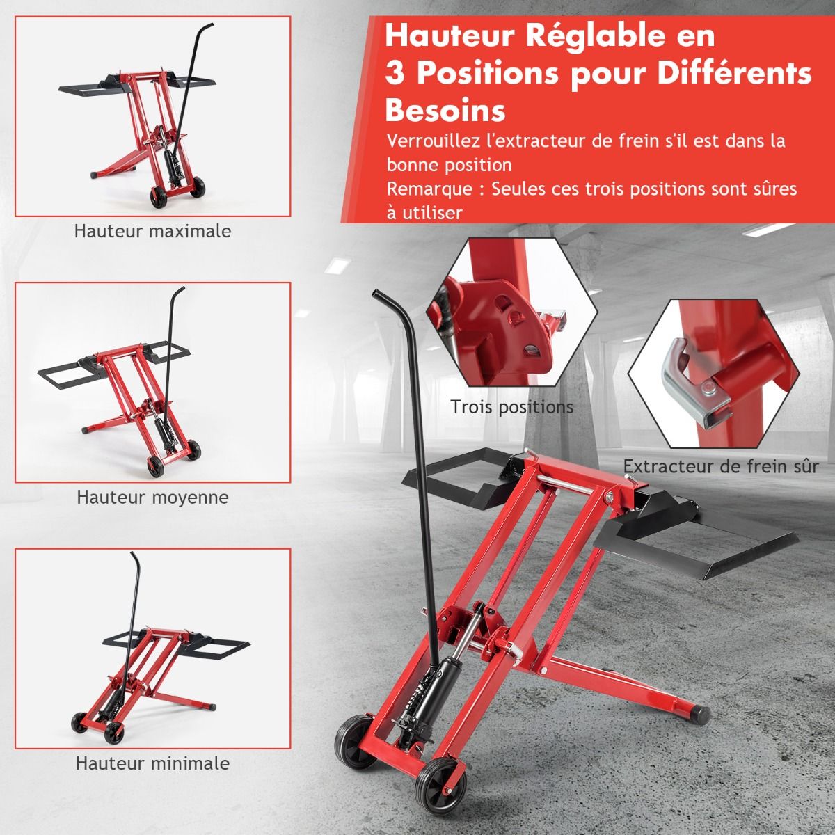 Cric de Levage pour Tondeuse à Gazon pour Tracteurs et Tondeuses à Gazon Autoportées à Rayon de Braquage Nul Capacité de 227 Kg