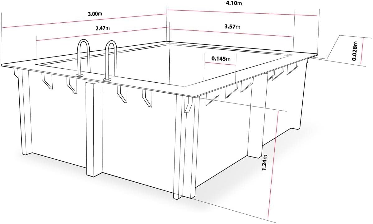Habitat et Jardin Piscine Bois Rectangle Caimans - 4.10 x 3.00 x 1.24 m