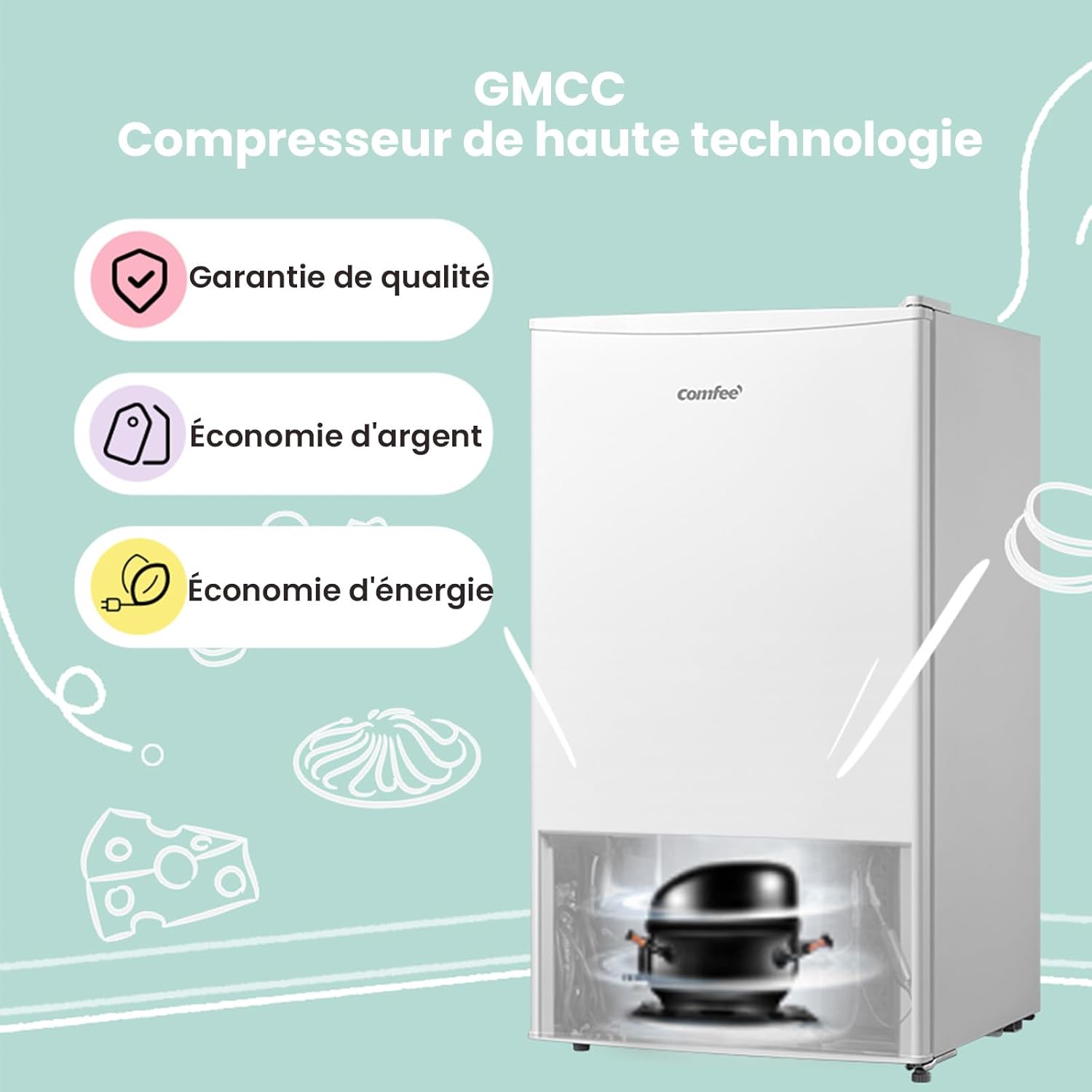 COMFEE’ RCD93WH2(E) | Réfrigérateur Table Top 93L