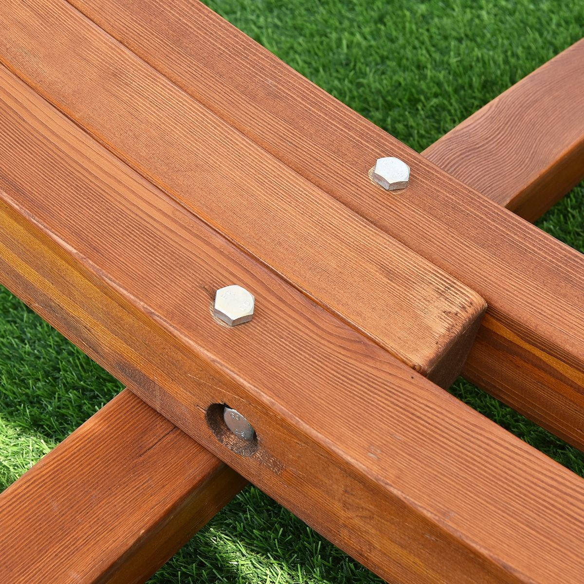 Hamac 1 Place 200x100cm avec Support en Bois de Mélèze Russe Capacité 120kg en Polyester Métal 313x115x120cm Naturel