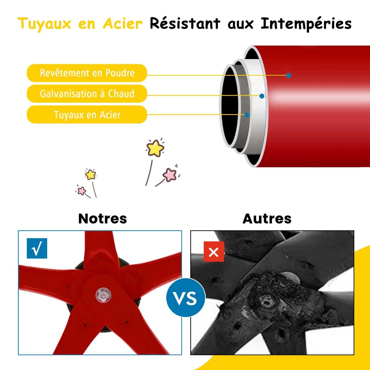 Dôme d'Escalade de 305cm avec Balançoire Cage d'Escalade en Métal Charge Max 363 kg Intérieur Extérieur pour Enfants de 3-10 Ans Jaune/Rouge