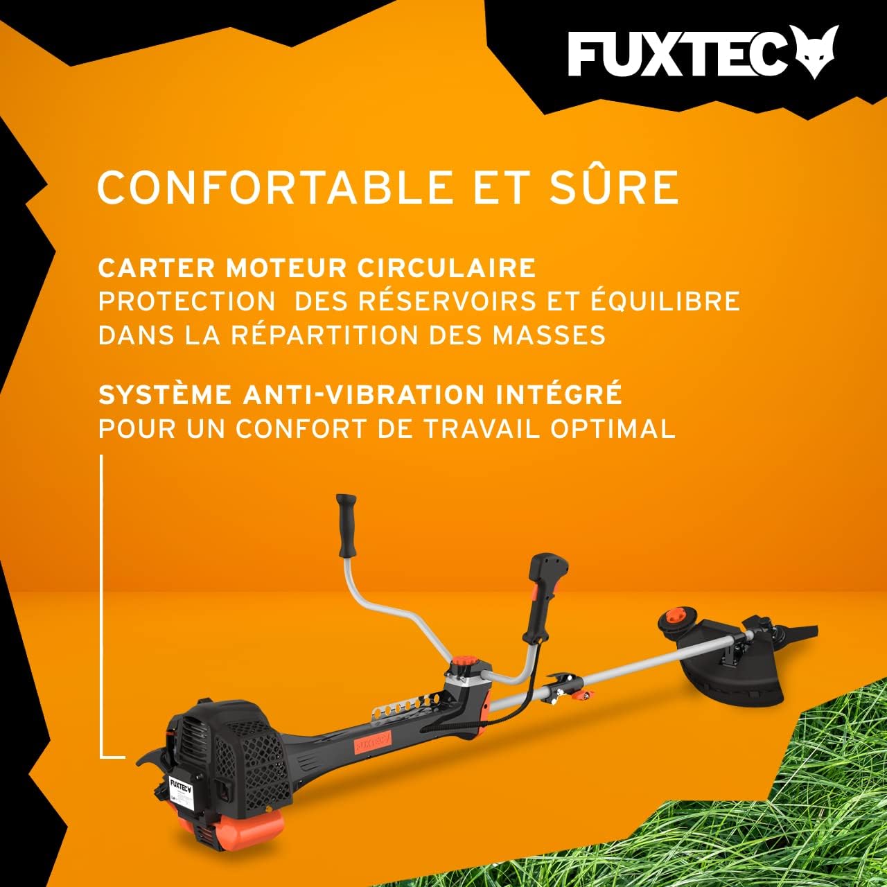 Fuxtec Débroussailleuse Thermique Professionnelle FX-PS152 52 cm3 3CV Système Anti Vibration - 2 en 1 Coupe-Bordure avec Tête de Coupe Double Fil et Lame 3 Dents Modèle Conçu pour Les Pros
