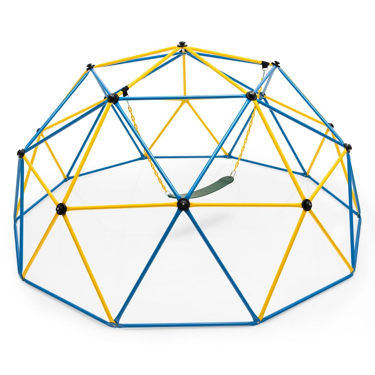 Dôme d'Escalade de 305cm avec Balançoire Cage d'Escalade en Métal Charge Max 363 kg Intérieur Extérieur pour Enfants de 3-10 Ans Jaune/Rouge