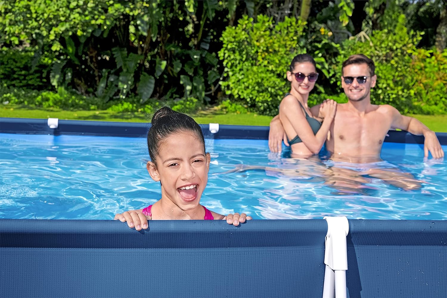 Bestway Steel Pro Frame Piscine carrée sans pompe en acier Bleu 400 x 211 x 81 cm bleu 56405