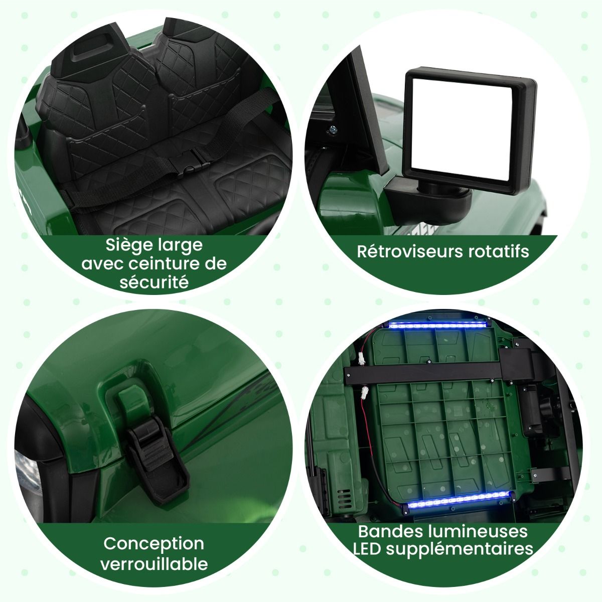 24V Voiture Électrique 2 Places Enfants avec Télécommande 2,4G Musique LED Démarrage Lent 2 Vitesses Charge 35kg pour 3-8 Ans+ Rouge/Rose/Vert