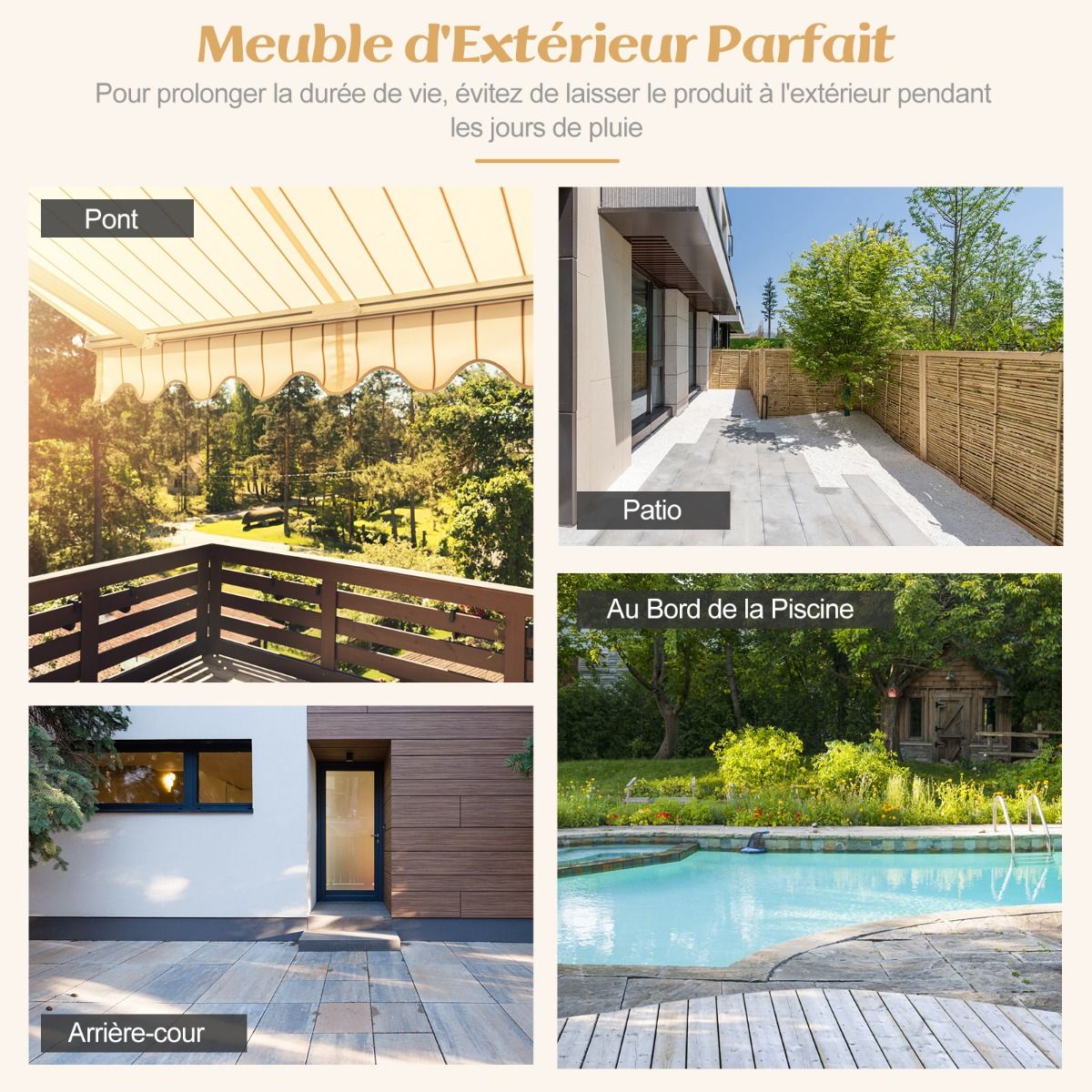 Armoire de Rangement Exterieur en Rotin Armoire de Jardin avec Plateau en Bois d'Acacia Compartiment Ouvert Buffet à 2 Portes