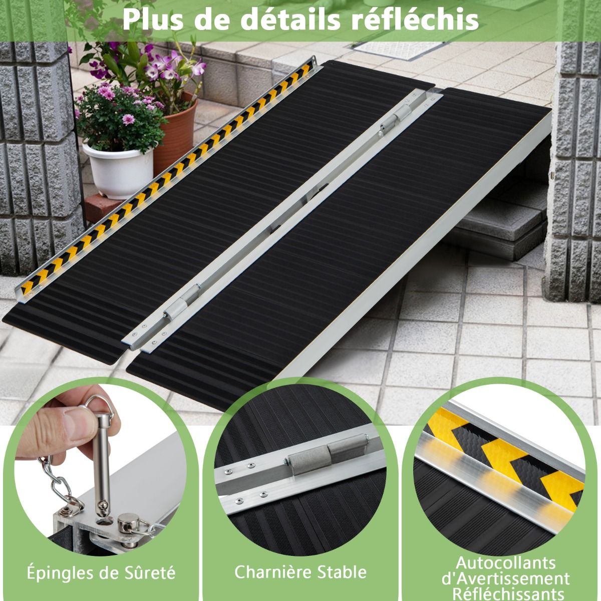 Rampe D’accès en Aluminium avec Plaque de Transition pour Maison 122L