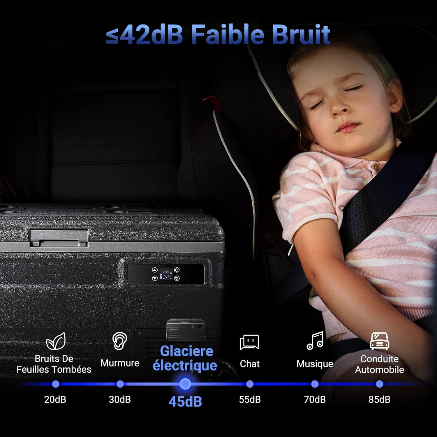 AAOBOSI 45L Glacière à Compresseur, Glaciere Électrique -20℃ à 20℃, Frigo Camion APP&Bouton Contrôle, 12/24V DC et 100-240V AC Glaciere Camping Pour Voiture, Camion, Bateau et Prise De Courant