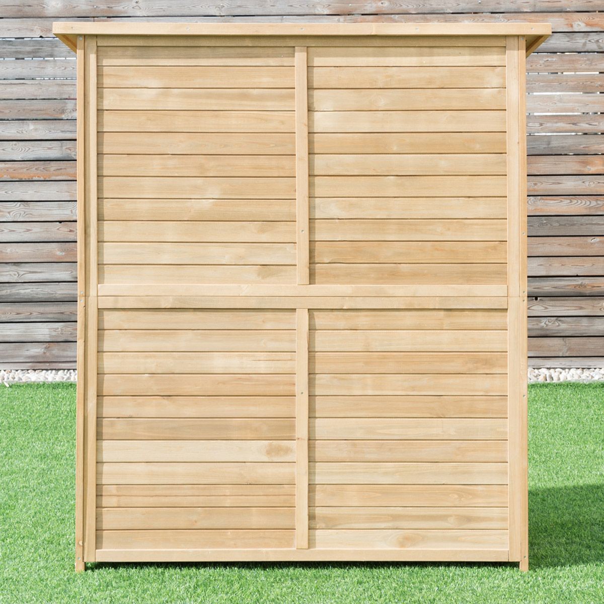 Abri de Jardin en Bois Cabane de Jardin Extérieur Double Portes avec Loquet Toit Incliné en Asphalte Cabanon Jardin Extérieur 140 x 50 x 162 cm Naturel