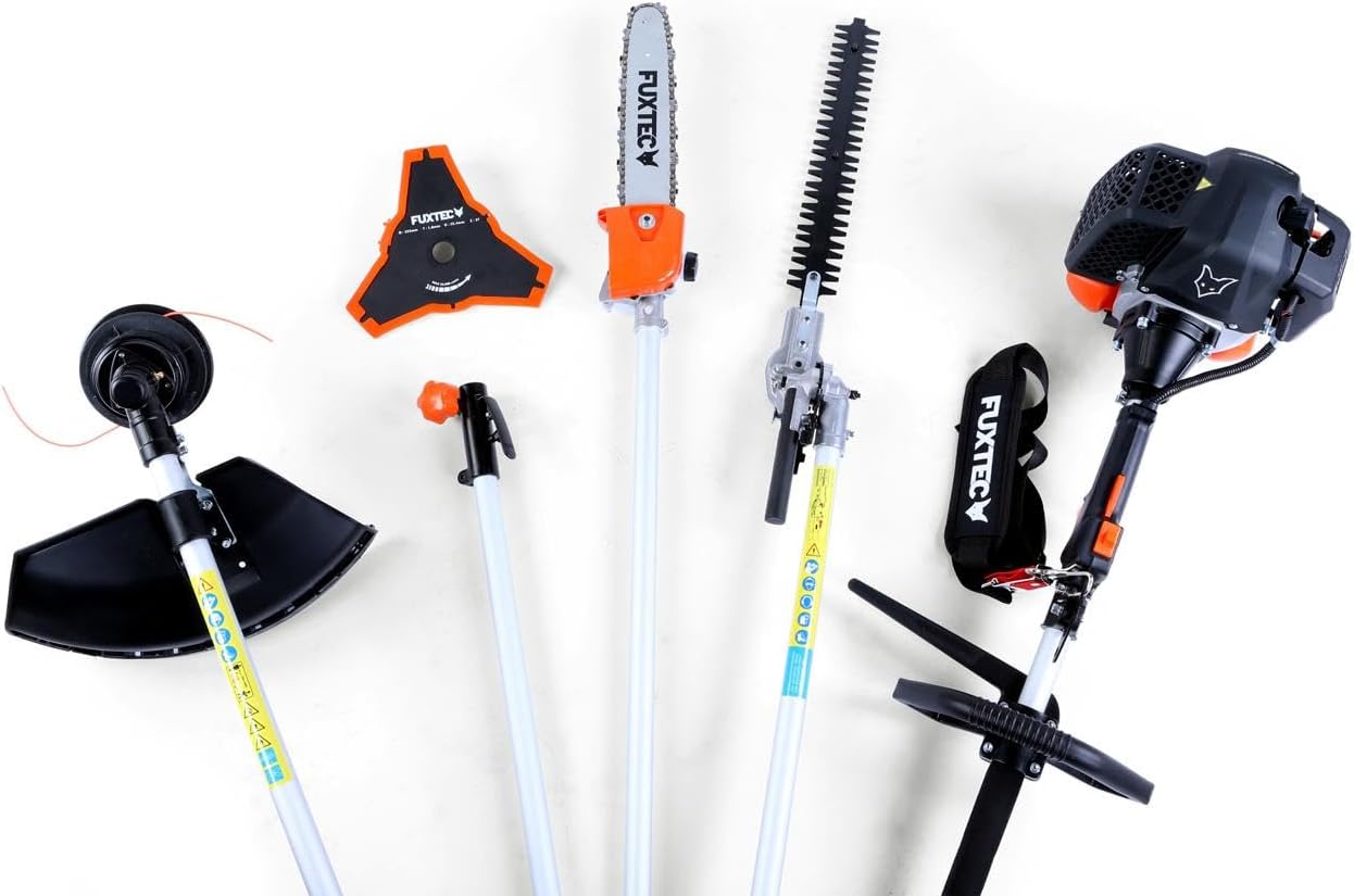 Fuxtec Débroussailleuse Thermique Multifonction 5 en 1 Multitool FX-MT152E - Easy Starter 3CV 52 cm³, Moteur 2 Temps, Élagueuse Taille Haie Coupe Bordure Avec Fil ou Lame 1 Mètre Rallonge