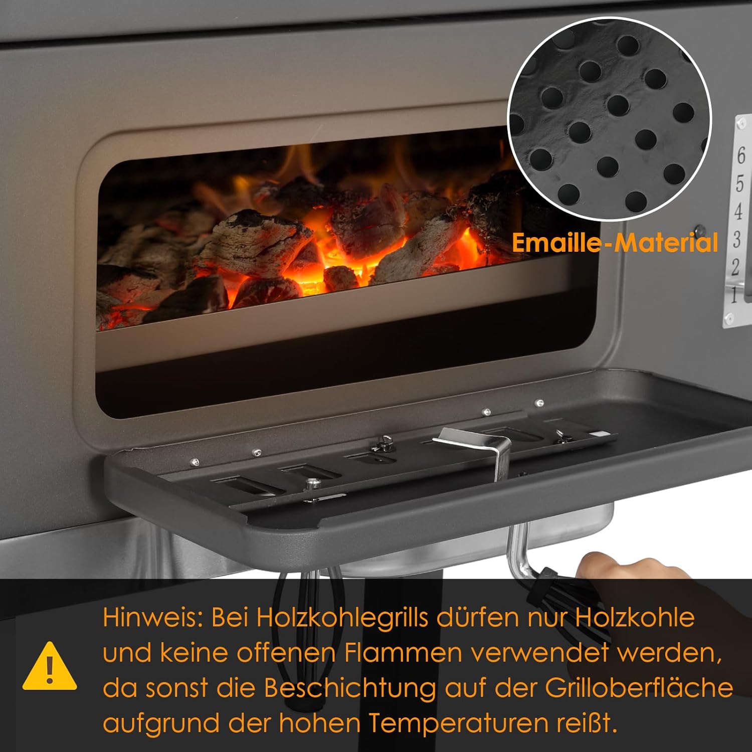 Barbecue Charbon de Bois XL, Chariot à Barbecue, Grill XL à Charbon avec Couvercle, Roues et Thermomètre, Réglable en Hauteur, Grand Barbecue au Charbon de Bois, pour Camping et Jardin, Noir