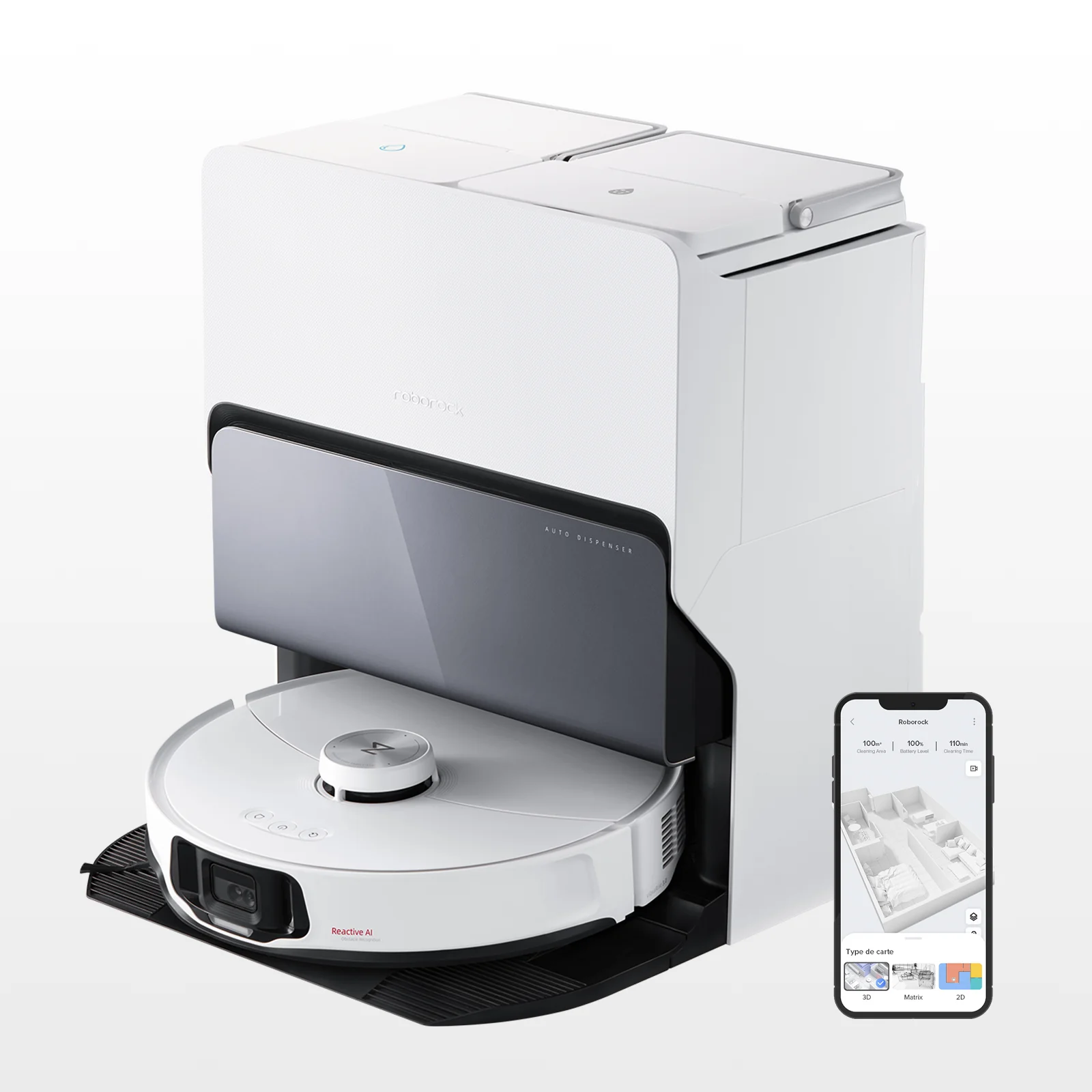 Roborock S8 MaxV Ultra aspirateur robot laveur avec Station RockDock® Ultra 8-en-1