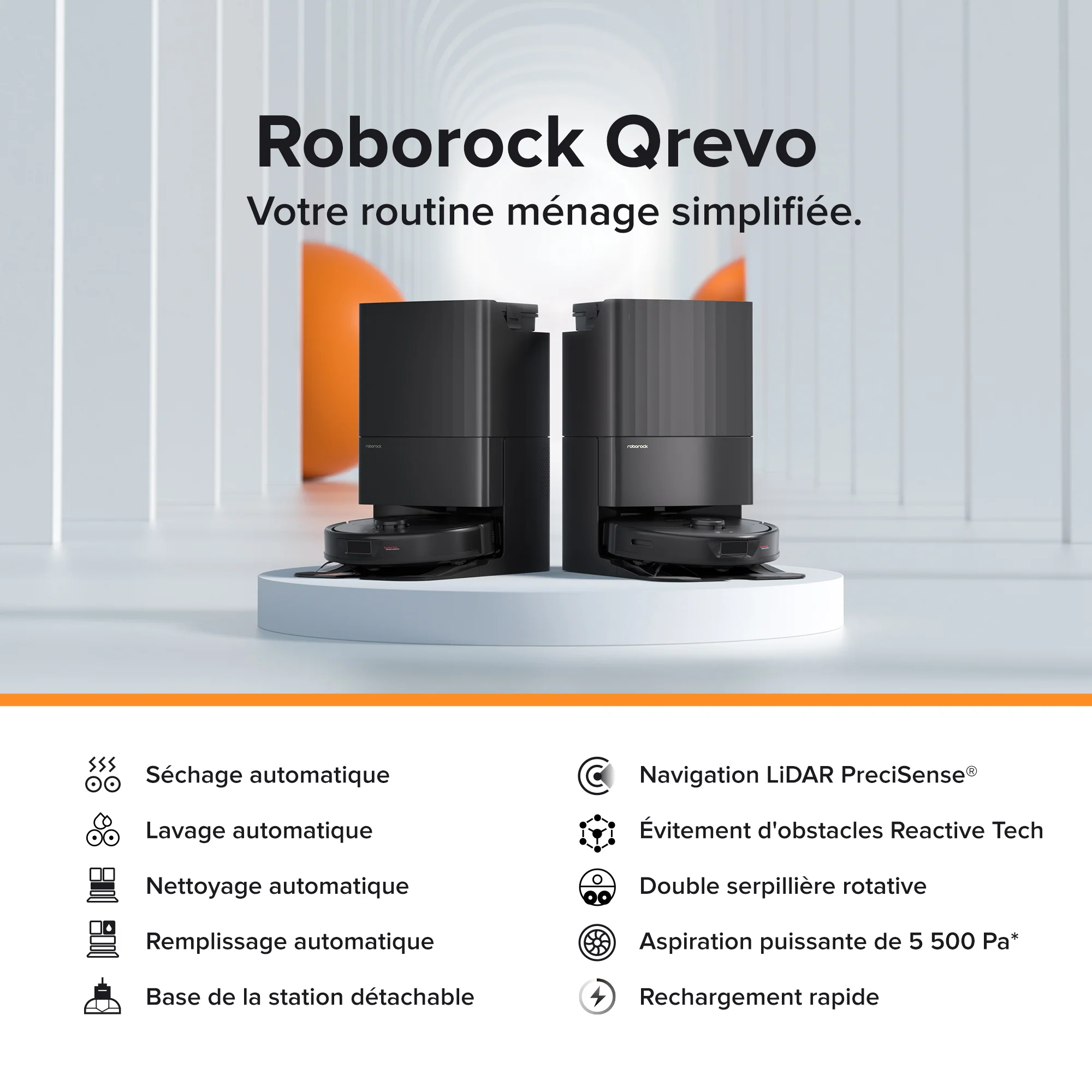 Roborock Qrevo robot aspirateur laveur avec station multifonction