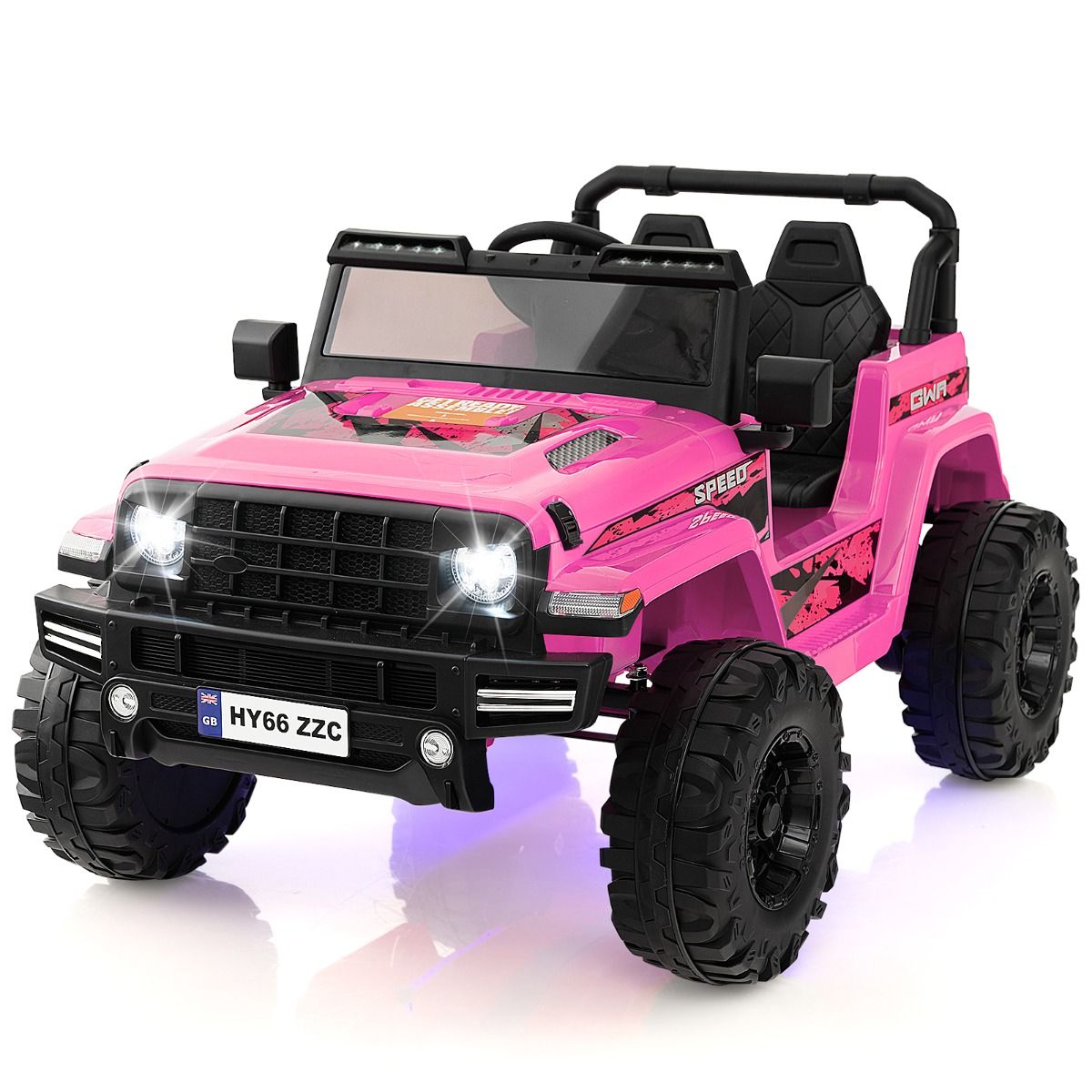 24V Voiture Électrique 2 Places Enfants avec Télécommande 2,4G Musique LED Démarrage Lent 2 Vitesses Charge 35kg pour 3-8 Ans+ Rouge/Rose/Vert
