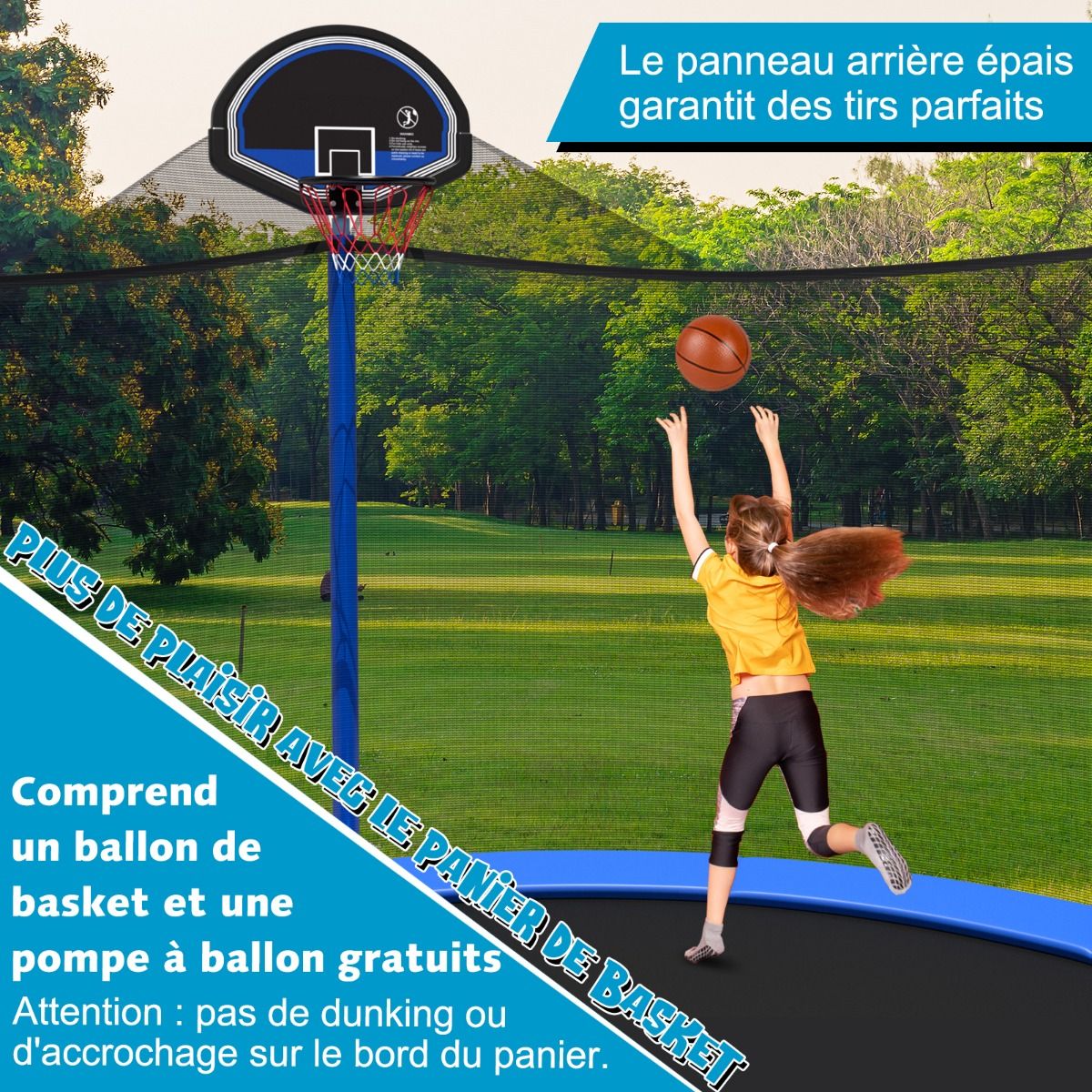 Trampoline d'Extérieur Ø366 cm Trampoline avec Panier de Basket Filet de Protection Trampoline pour Enfants et Adultes