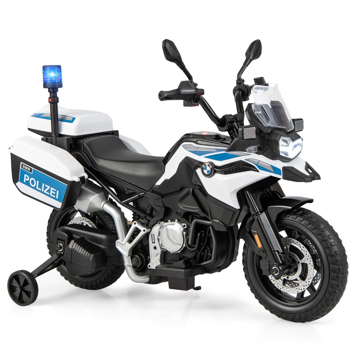 Moto Électrique BMW 12V/7AH pour Enfants 6km/h Modèle Policier avec Klaxon Musique Sirène Phares pour 3-8 Ans