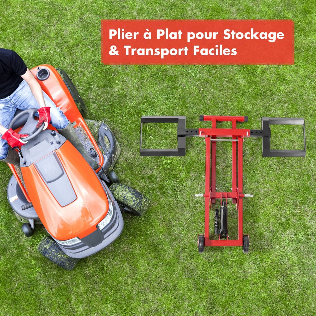 Cric de Levage pour Tondeuse à Gazon pour Tracteurs et Tondeuses à Gazon Autoportées à Rayon de Braquage Nul Capacité de 227 Kg