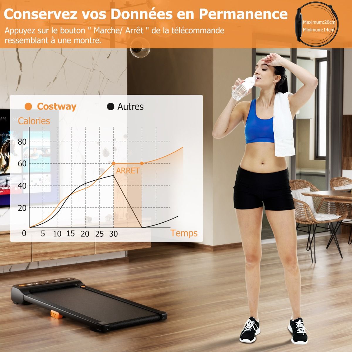 Tapis de Course et de Marche avec 12 Programmes Prédéfinis Télécommande et Écran Tactile Led Machine de Jogging et de Marche Capacité 120 Kg Noir