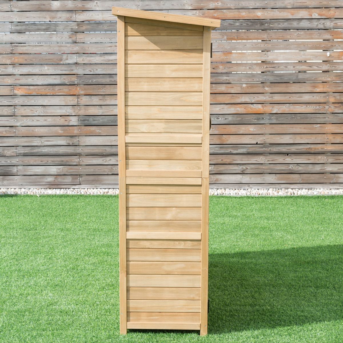 Abri de Jardin en Bois Cabane de Jardin Extérieur Double Portes avec Loquet Toit Incliné en Asphalte Cabanon Jardin Extérieur 140 x 50 x 162 cm Naturel