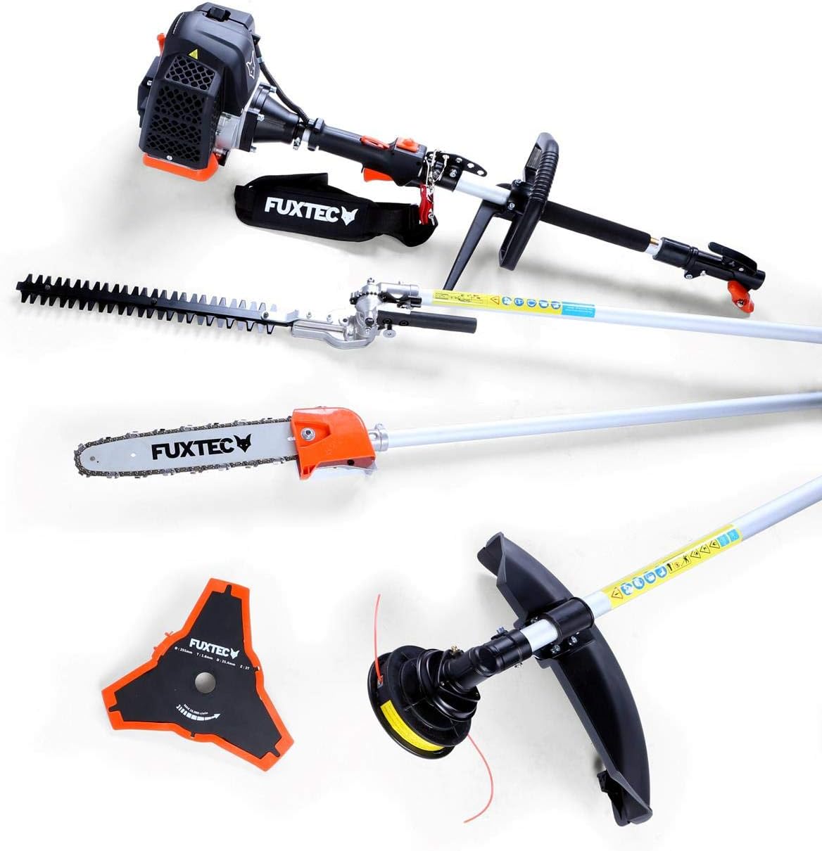 Fuxtec Débroussailleuse Thermique Multifonction 5 en 1 Multitool FX-MT152E - Easy Starter 3CV 52 cm³, Moteur 2 Temps, Élagueuse Taille Haie Coupe Bordure Avec Fil ou Lame 1 Mètre Rallonge
