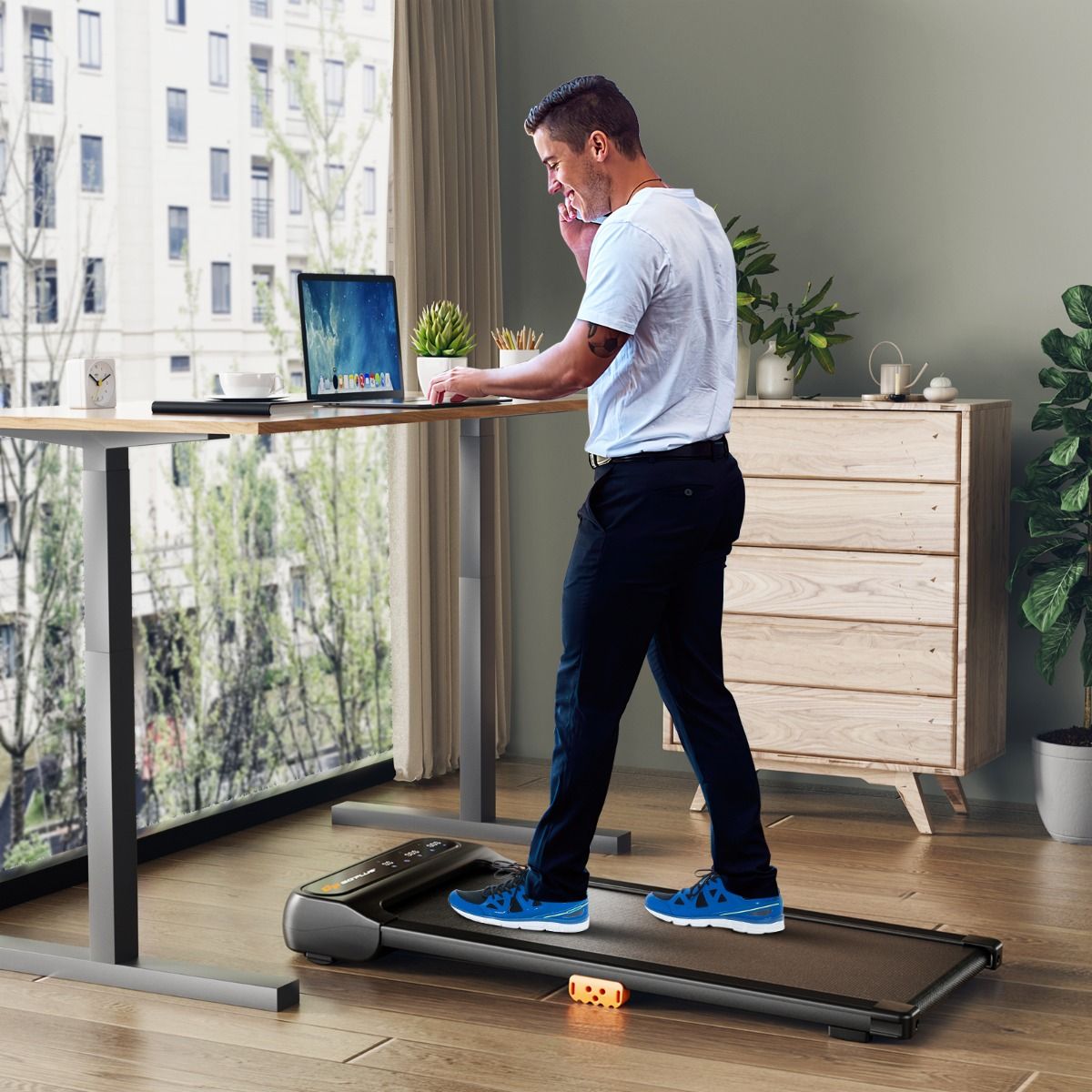 Tapis de Course et de Marche avec 12 Programmes Prédéfinis Télécommande et Écran Tactile Led Machine de Jogging et de Marche Capacité 120 Kg Noir