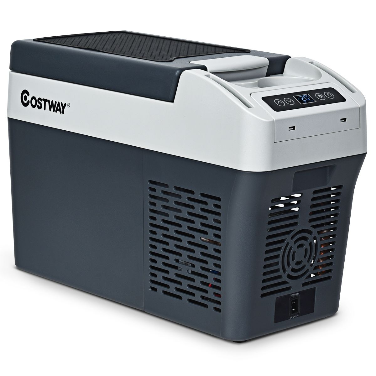 Réfrigérateur Congélateur de Voiture 12L Portable Compresseur -20°C à +10°C Ampoules LED  2 Porte-gobelets 23x53x36cm