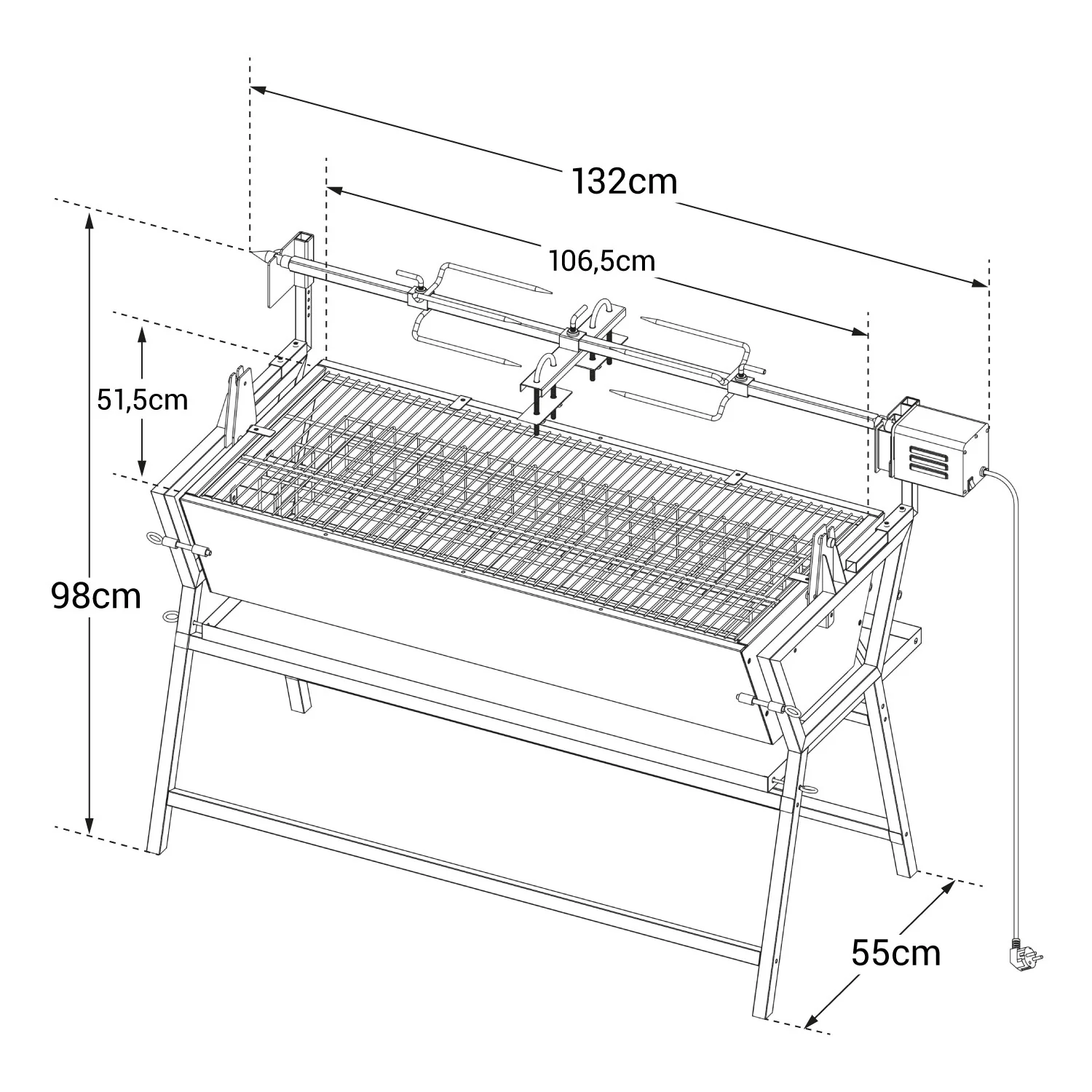 Rôtissoire tournebroche inclinable LISBOA Happy Garden