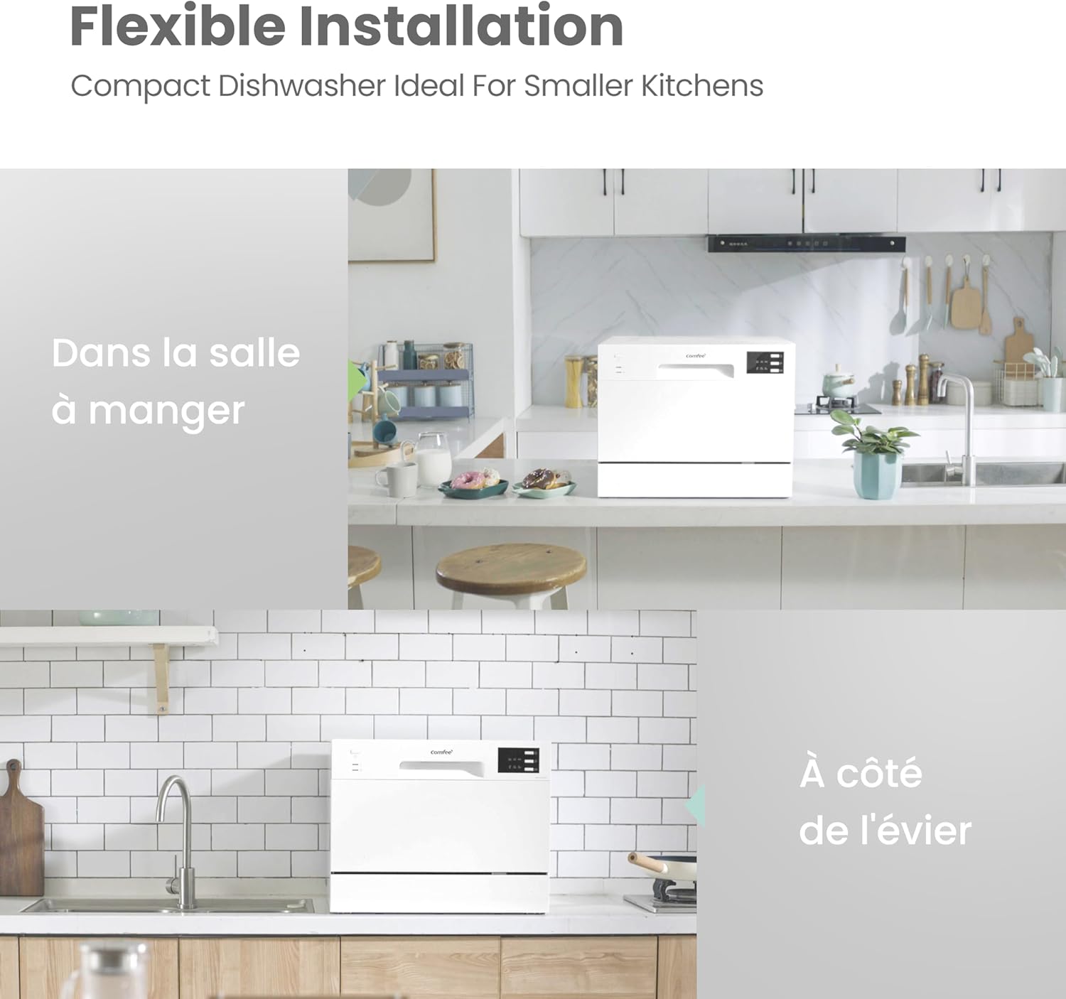 COMFEE’ TD602E-W | Lave-vaisselle Compact 6 Couverts