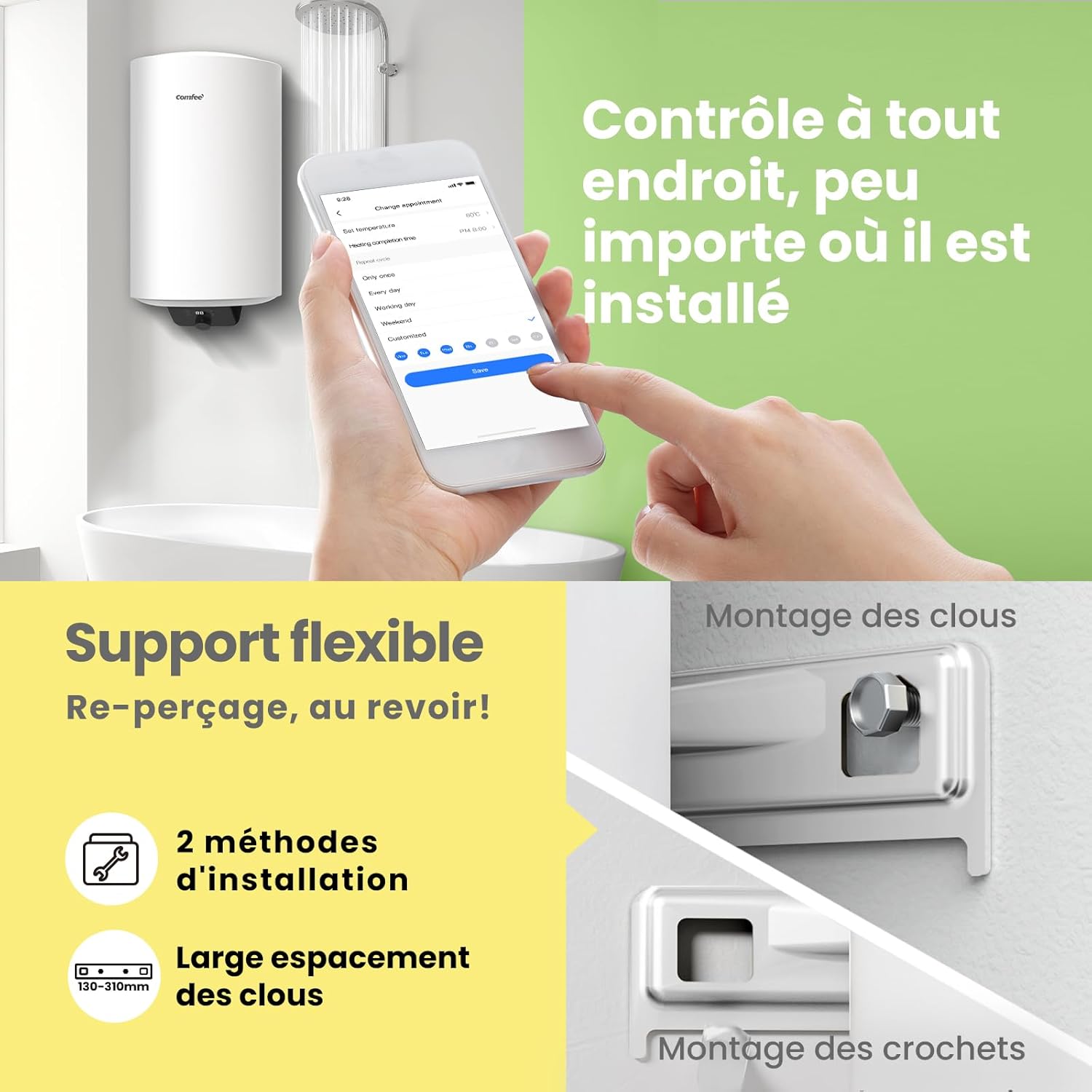 COMFEE’ D80-15EFG | Chauffe-eau Électrique Connecté 80L