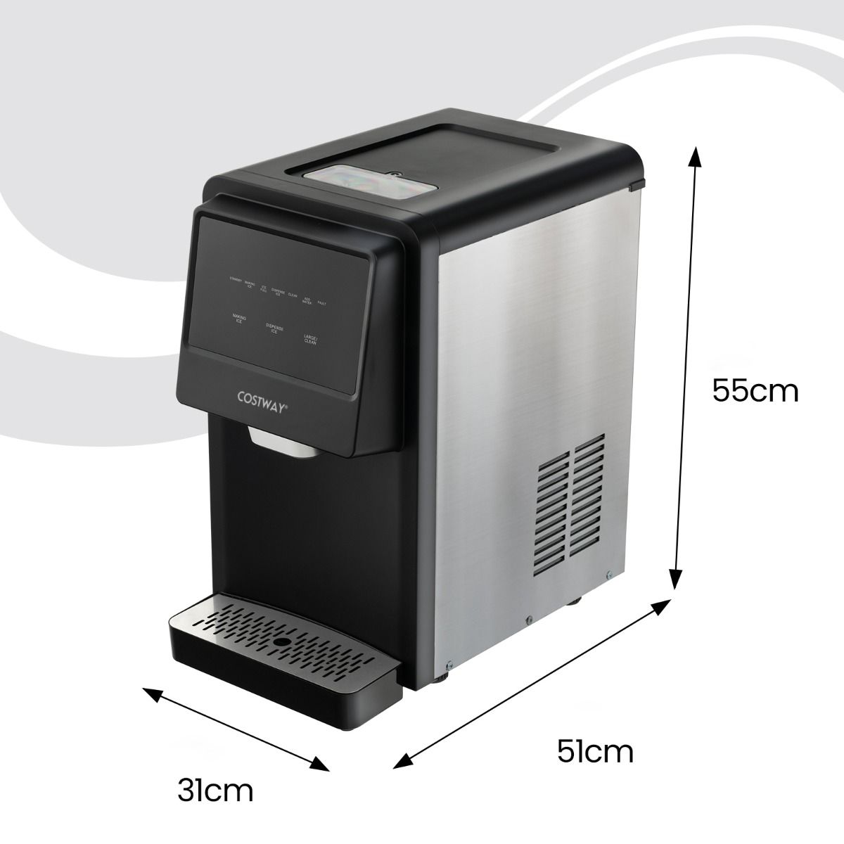 Machine à Glaçons 27kg/24h Machine à Pépites à Affichage LED de Comptoir avec Capteur Infrarouge et Autonettoyant Stockage de glace : 4 kg