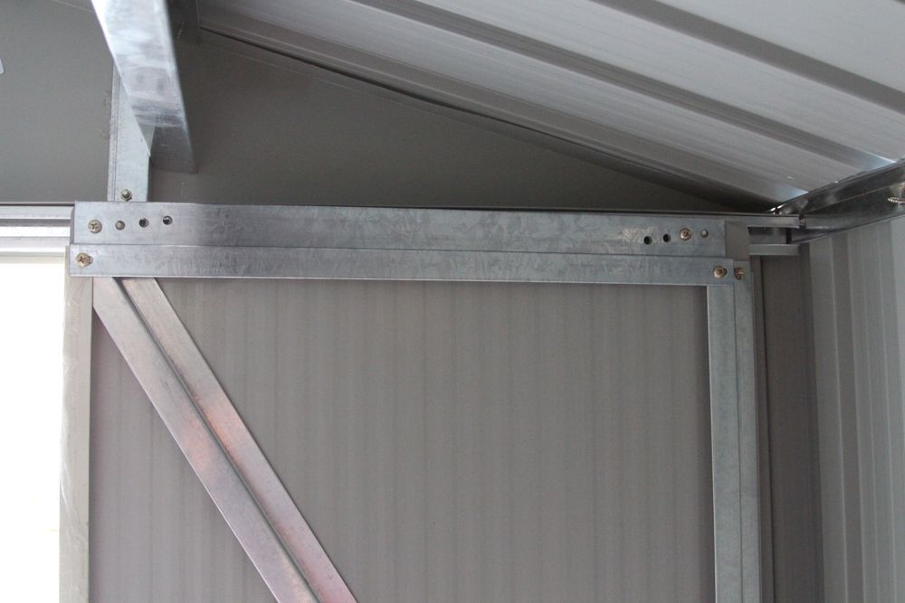 Abri de Jardin en Tôle Galvanisée Cabane de Rangement à Outils Porte Double 2 Aérations, 277x191x192cm, Gris et Blanc