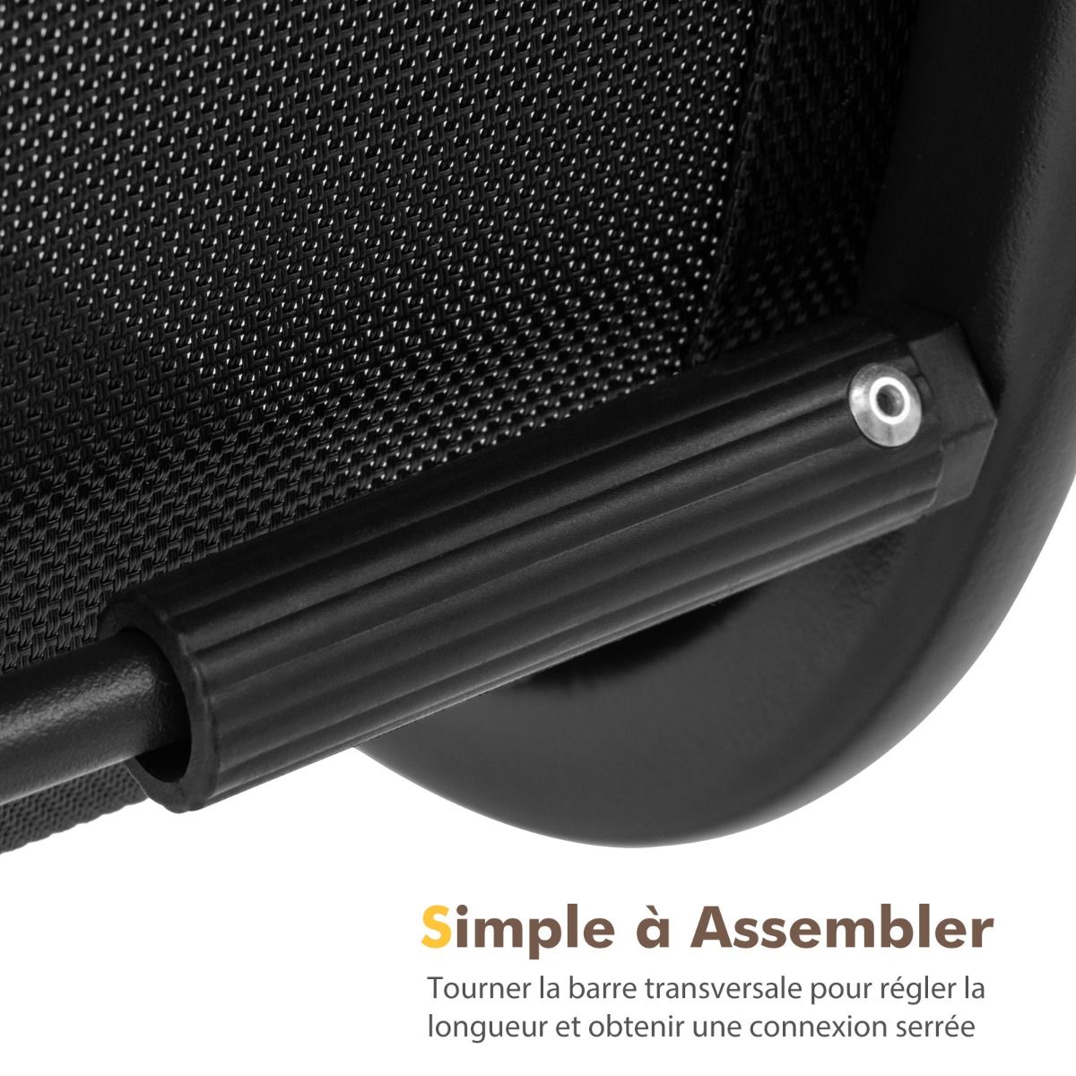 Salon de Jardin 4 Pièces avec 2 Chaises Table en Verre Trempé et Causeuse Meuble Extérieur en Tissu Respirant Cadre Métallique Noir