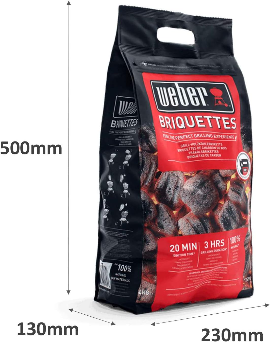 Weber Classic Kettle barbecue au charbon de bois, surface de cuisson Ø 57cm, barbecue avec couvercle et cuve en acier emaillé, thermomètre intégré au couvercle, trépied et roues - Noir (1341504)