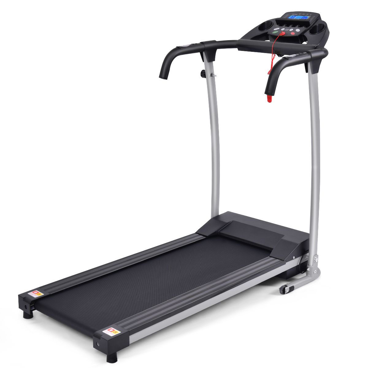 Tapis de Course Électrique Pliable avec Écran et Moniteur de Fréquence Cardiaque avec Vitesse de 1 à 10 km/h et 12 Programmes Noir