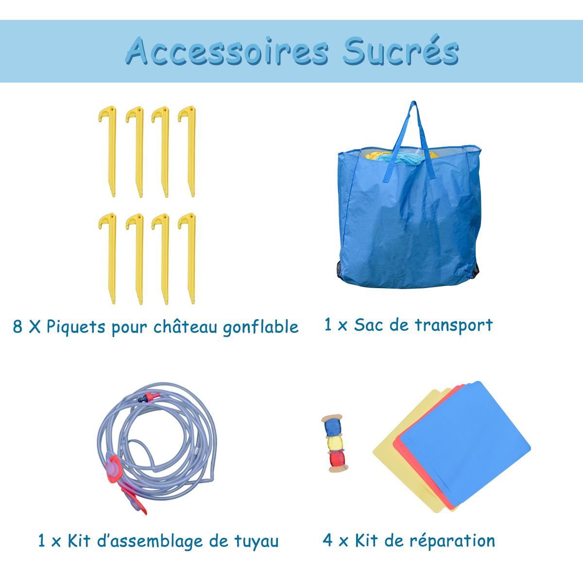 Toboggan Aquatique Gonflable 5 en 1 avec Pataugeoire Aire de Jeux Gonflable en Oxford avec Mur d'Escalade Charge 150kg pour 3-10 Ans (sans Souffleur)